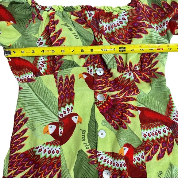 Farm Rio Macaw Print Off Shoulder Baby Doll Dress SZ P = Small Multicolor GUC - Picture 6 of 8